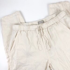 Everlane Linen Pull On Barrel Pant Cream Size L Drawstring